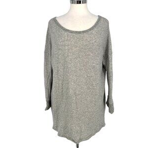 James Perse Striped Relaxed Fit Tunic Top Gray White Size XL 4